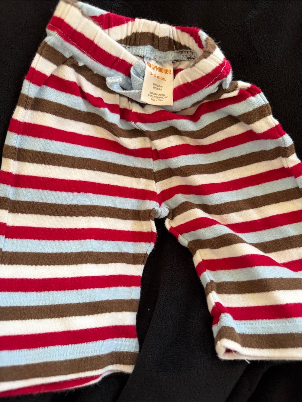 Gymboree Striped Knit Joggers in Red, Brown & Light Blue